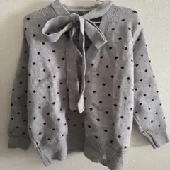 水玉 ドット リボン ニット カーディガン セーター