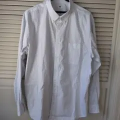 UNIQLO ストライプ 長袖ワイシャツ XL ホワイト/ブルー