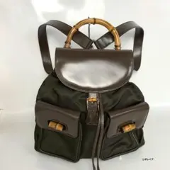 GUCCI グッチ バンブー バックパック リュックサック ナイロン ブラウンのサムネイル