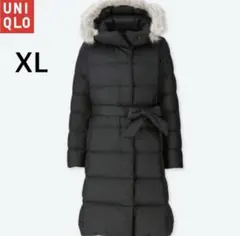 美品 ユニクロ プラスJ ウルトラライトロングダウン ネイビー XL 