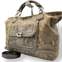 美品 COACH コーチ トートバッグ 大容量 パイソン 2way ターンロック