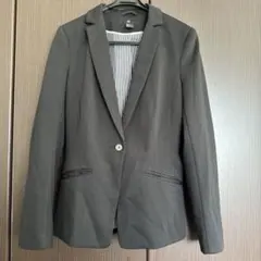 ジャケット 裏地ストライプ H&M シングルボタン 黒