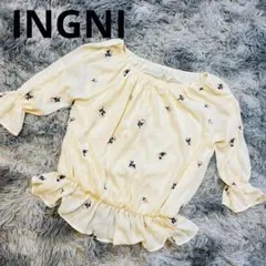 【一点物】 INGNI 花柄刺繍 クリーム色 M ブラウス トップス