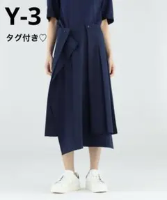 未使用タグ付♡Y3 ヨウジヤマモト　プリーツスカート　ストレッチ　アシンメトリーのサムネイル