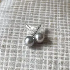 【贈り物に】あこやグレー本真珠 5.0-5.5mm Pt900ピアス