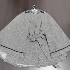 axes femme 千鳥柄ケープコート