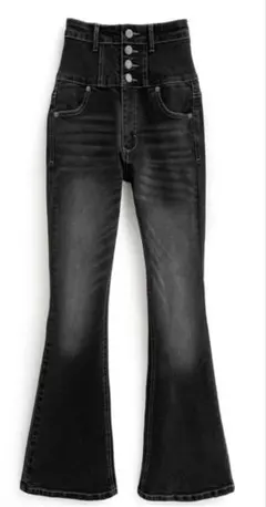 ハイウエストストレッチフレアデニムパンツ［Cu531］