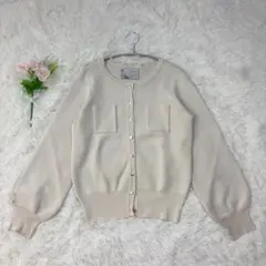 【美品】Peach×Andemiuコラボ ぽわん袖クルーネックカーディガンF