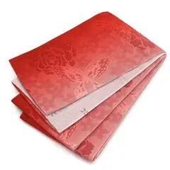 ☆新品未使用☆女性用着物・浴衣・卒業袴　赤系花・蝶模様　半巾帯　半幅帯　207