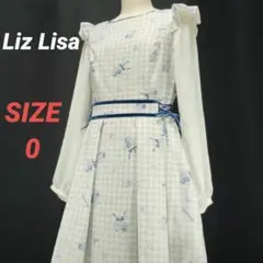 LIZ LISA　リズリサ　花柄ワンピース　総柄　レースアップ　リボン　青