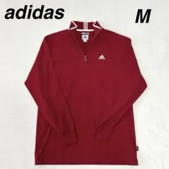 adidas CLIMLITE ハーフジップシャツ M レッド 赤 アディダス