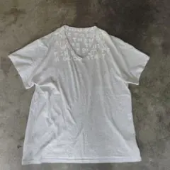 メッセージプリント Vネック Tシャツ グレー