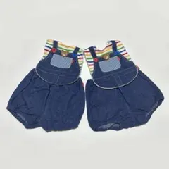 ミキハウス デニムロンパース風 スタイ＆ブルマ 4点セット
