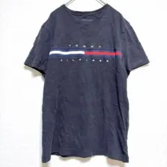 トミーヒルフィガー 半袖Ｔシャツ クルーネック ロゴ 紺 綿 デイリー Ｓ