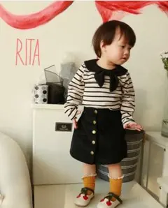 海外製品♡セーラーリボンボーダートップス  80size