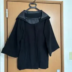 【最終価格】フード付きオーバーサイズブラックコート／Ｌサイズ