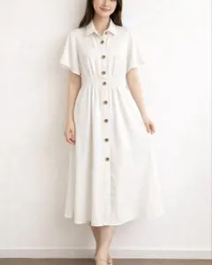 【ZARA】シャツワンピース Lサイズ ホワイト 美品