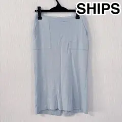 SHIPS シップス タイトスカート ベイカーポケット ライトブルー スリットのサムネイル