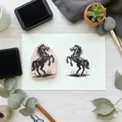 手彫り消しゴムはんこ【馬の嘶き】＊展示品＊