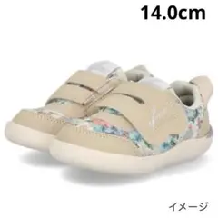 新品 IFME CALIN 水彩花柄 スニーカー 14㎝ ベージュ 3E 幅広