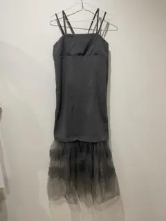 グレー キャミワンピース フリル付き