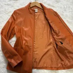 ✨美品/希少カラー✨ラムレザー　ジャケット　シングル　ライダース　オレンジ