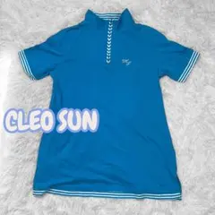 CLEO SUN ハーフジップ 半袖 トップス ブルー Mサイズ　古着　トップス