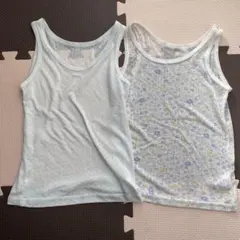 肌着　水色と花柄タンクトップ2枚セット　サイズ110