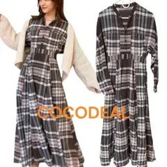 COCODEAL 長袖ロング チェックシャツワンピース　Ｓサイズ