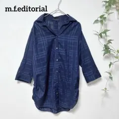 エムエフエディトリアル チェック柄 シアーシャツ チュニック ネイビー Mのサムネイル