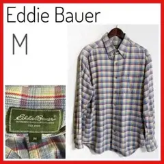 難ありEddie Bauer チェック柄シャツ M 90S〜00S 緑タグ 綿