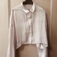 シルバー クロップドシフォンシャツ