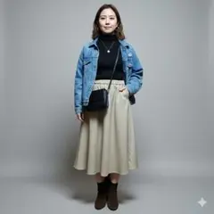 ROPE' PICNIC ベージュ フレアスカート ゴムウエスト