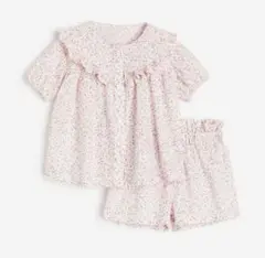 H&M 美品　小花柄ピンクトップス＆パンツセット