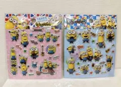 新品　ミニオンズ　キラキラ　ぷっくりシール　2枚セット　3D