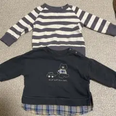 バースデイ　テテアテテクマ刺繍 トレーナー 、ボーダートレーナー90サイズ2点