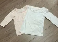 美品　ベビー肌着 長袖シャツ 2枚セット ピンク ホワイト　ヒートテック　80