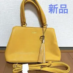 秋色♡美品イエロー ハンドバッグ タッセル付き