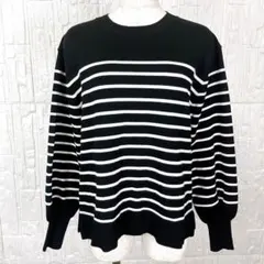 a.v.v ニット　セーター　黒白ボーダ柄 M 大人上品✨【1341】