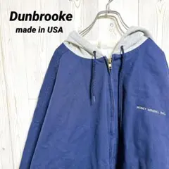 90s USA製　Dunbrooke フード付中綿ワークジャケット　企業刺繍ロゴ