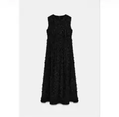 ★全新未使用★ZARA エンボス加工生地ミディワンピース　ノースリーブ ブラック エンボス加工生地ミディワンピース ZARA タグ付き M - メルカリ