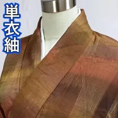 ◎KU662 単衣 紬 身丈153cm 夏用 広襟 着物 正絹