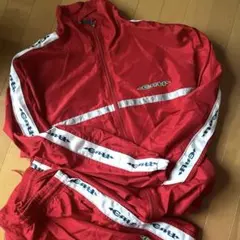 CRU USA製 90s ナイロンセットアップ 赤 L 激レア】90s CRU クルー ナイロン セットアップ 上下 USA製 赤 L