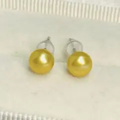 ゴールドパール ピアス 本真珠 直結 光沢抜群 無調色 照り良く シルバー