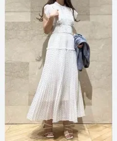 SNIDEL プリーツプリントワンピース 00 ホワイト