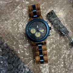 RINGS WATCH 木製腕時計 クロノグラフ ブルーベゼル Nami 波 - メルカリ