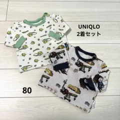 【UNIQLO】ユニクロキルトパジャマ2着セット 80