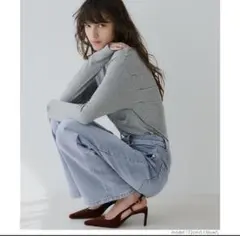 しゃがめるワイドストレートデニム レディース