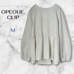 オペークドットクリップ　ホワイトフレアシルエット　チュニックブラウス