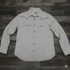 ikka イッカ ウエスタンスタイル クリーム色シャツ コーディロイ LL